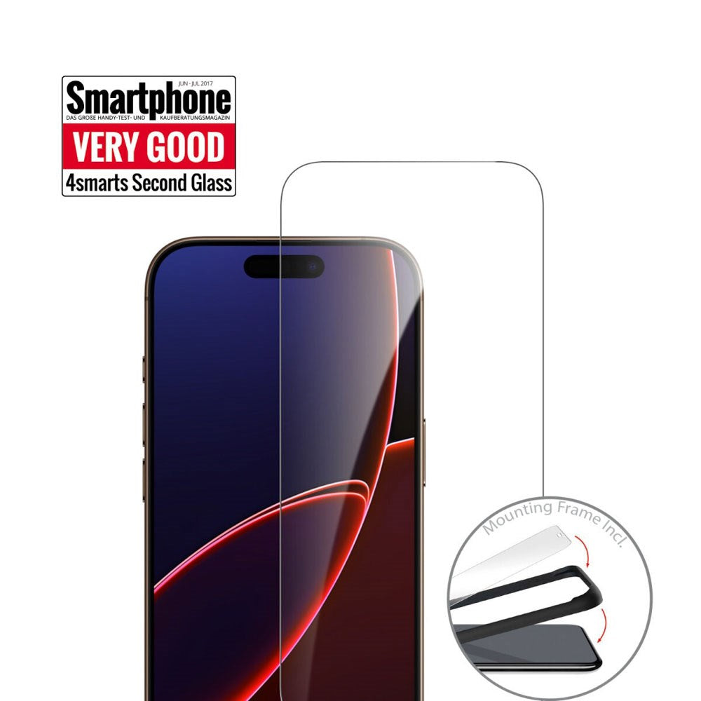 iPhone 17 Pro Max 4Smarts Second Glass Skjermbeskytter med Monteringsramme - Case-Friendly - Gjennomsiktig