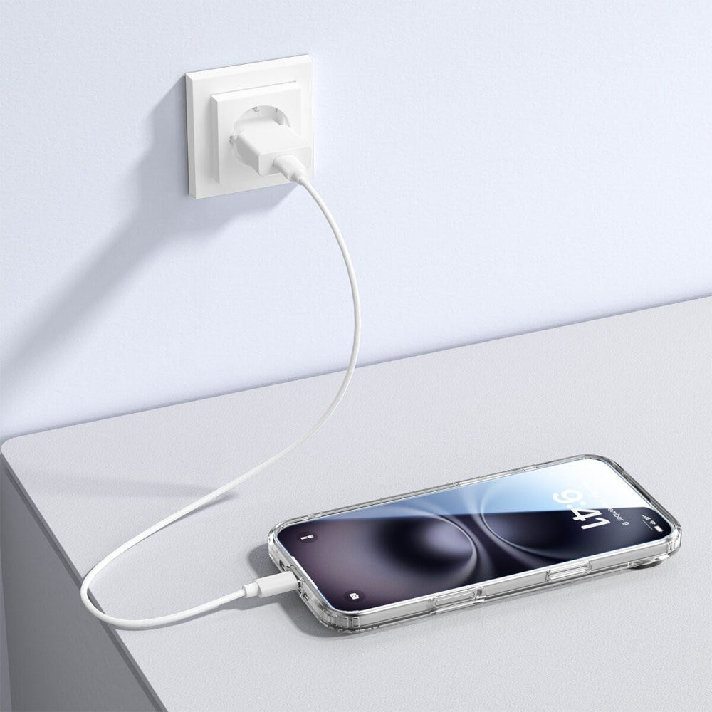 iPhone Air 4Smarts 3-i-1 Premium Starter Set - MagSafe Deksel, Skjermbeskyttelse & 20W Vegglader - Gjennomsiktig / Hvit