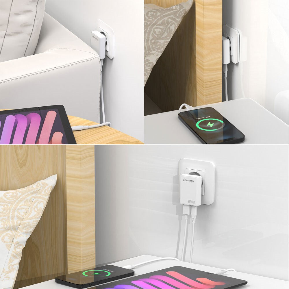 4smarts FlatPlug 20W Vegglader med 1 x USB-C 1 x USB-A - Hvit