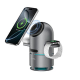 4smarts ChargeBot Sound 3-i-1 Trådløs Lader med Bluetooth-Høyttaler - Smarttelefon / Smartklokke / AirPods - MagSafe / Qi2 Kompatibel - Grå