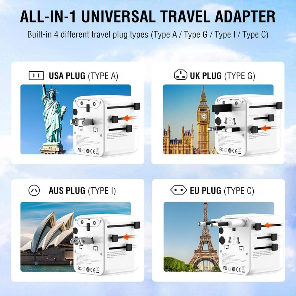 4smarts Nomad Universal Reiseadapter 20W med 2 x USB-C & 1 x USB-A - Hvit