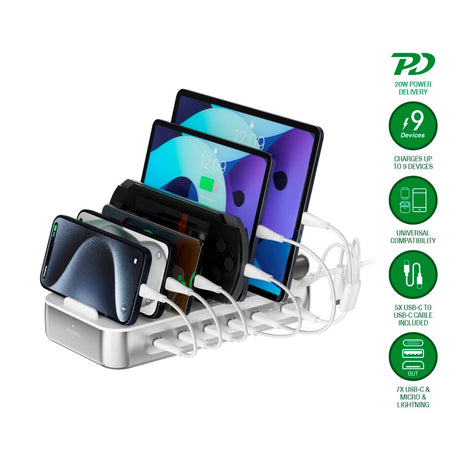 4smarts 9-i-1 Lade­dock 100W - Sølv
