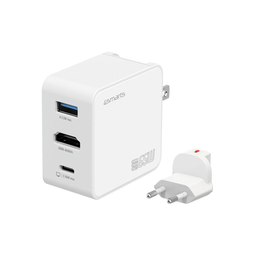 4smarts 3-i-1 HDMI Hub 65W Vegglader - Hvit
