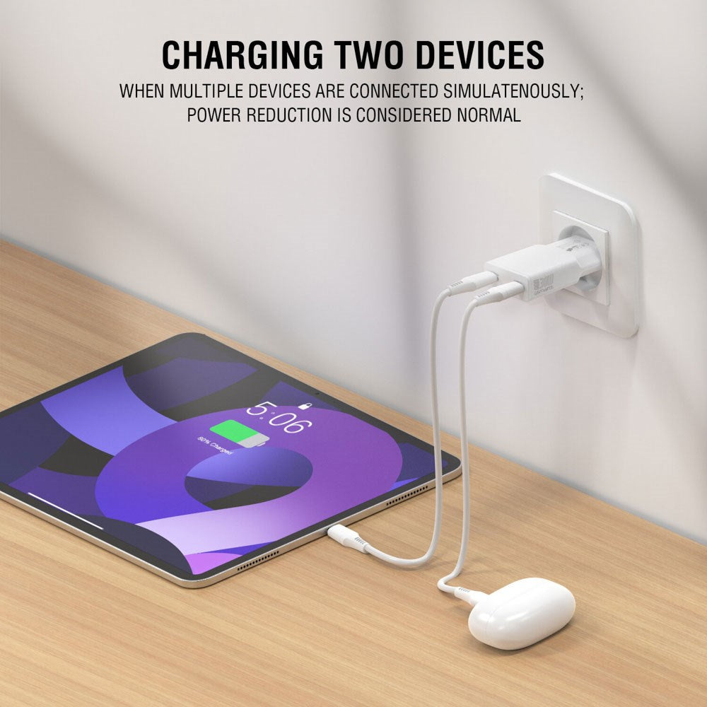 4smarts PDPlug Slim 30W Vegglader med 2 x USB-C - Hvit