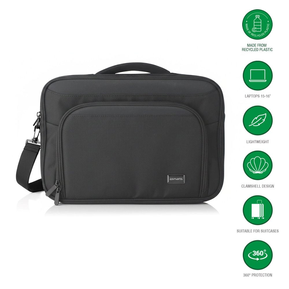 4smarts Eco Clamshell Datamaskinveske – 15-16" – Svart