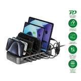 4smarts Ladestasjon m. 9 Lademuligheter - 5x USB-C Kabel & 1x 4-i-1 Multikabel - 100W - Svart