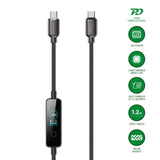 4smarts ScreenCord 240W USB-C til USB-C Kabel med Innebygd Skjerm - 1,2m - Svart