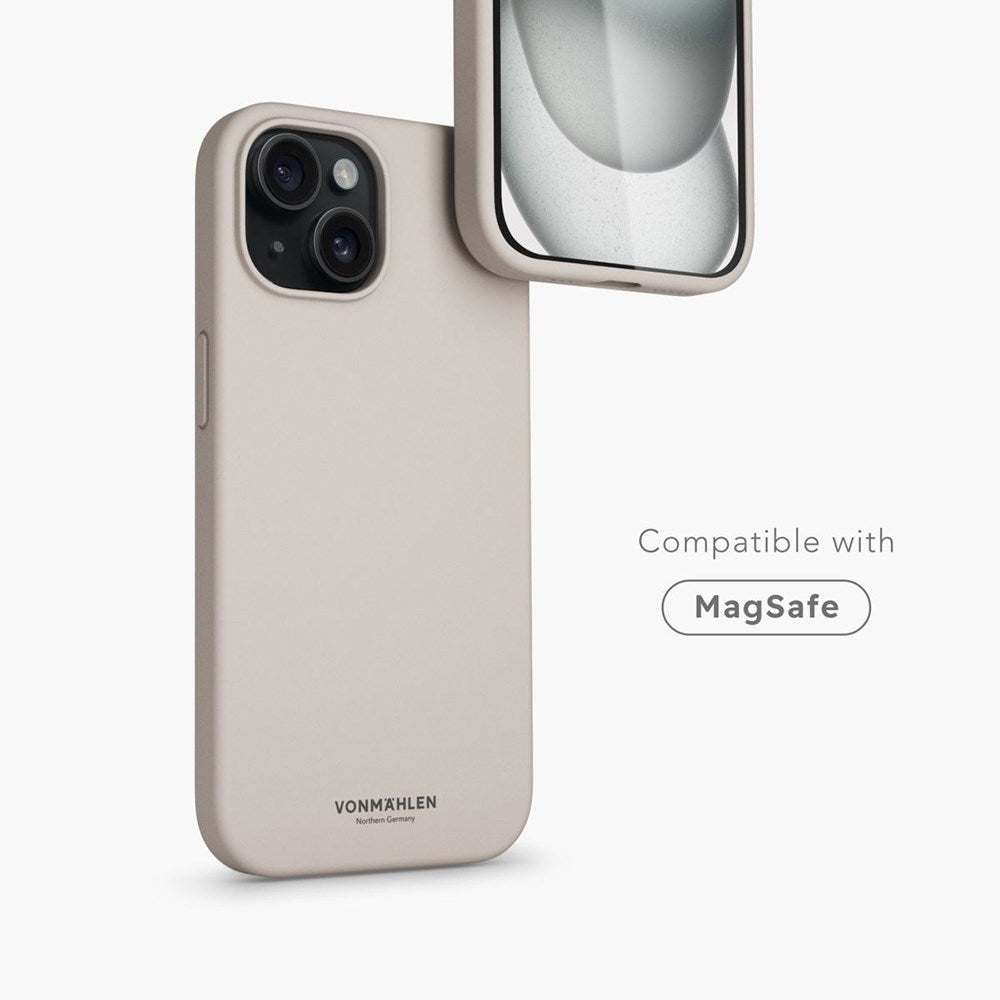 Vonmählen iPhone 15 Eco Silikon Deksel - MagSafe Kompatibel - Beige