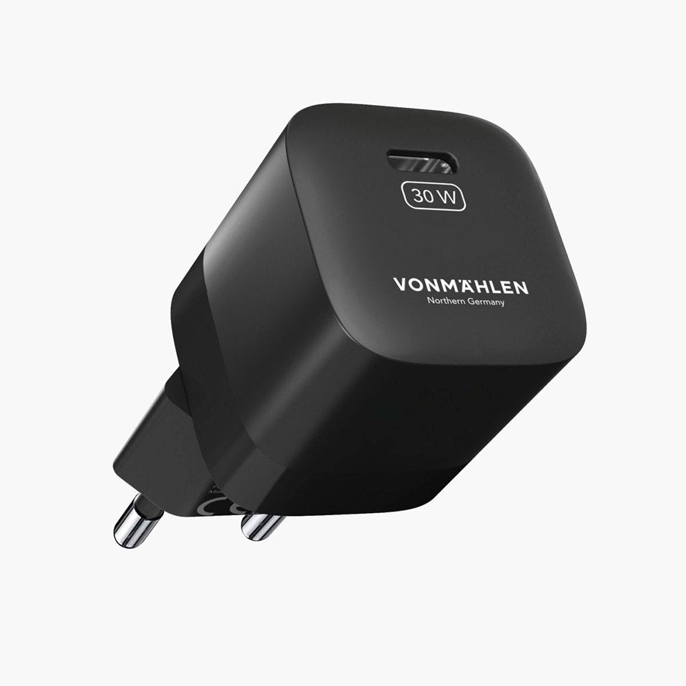 VONMÄHLEN Allroundo GaN 30W Vegglader med 6-i-1 Kabel 120cm USB-C / Lightning / Micro USB / USB-A - Svart