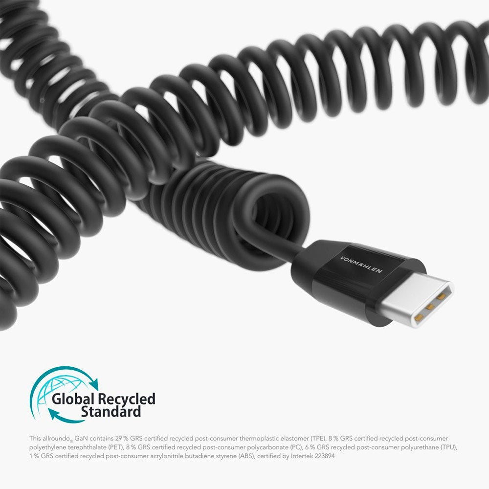 VONMÄHLEN Allroundo GaN 30W Vegglader med 6-i-1 Kabel 120cm USB-C / Lightning / Micro USB / USB-A - Svart