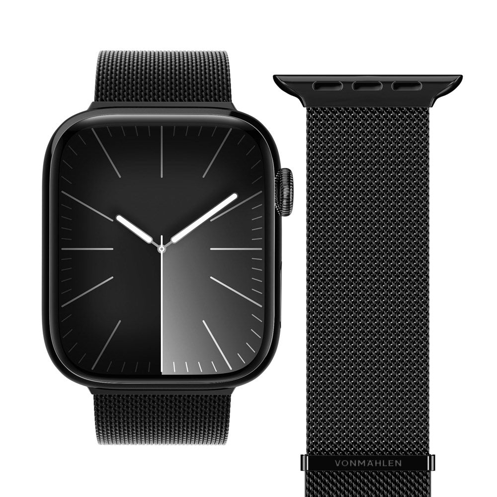 Vonmählen Apple Watch (42/44/SE/45/46/49mm) Milanese Loop 2 Rustfritt Stål Reim - Svart