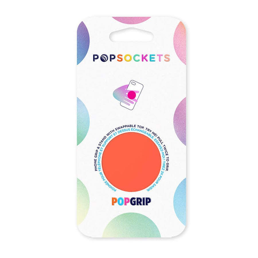 POPSOCKETS PopGrip Neon Electric Oransje avtakbart Grep med Stativfunksjon