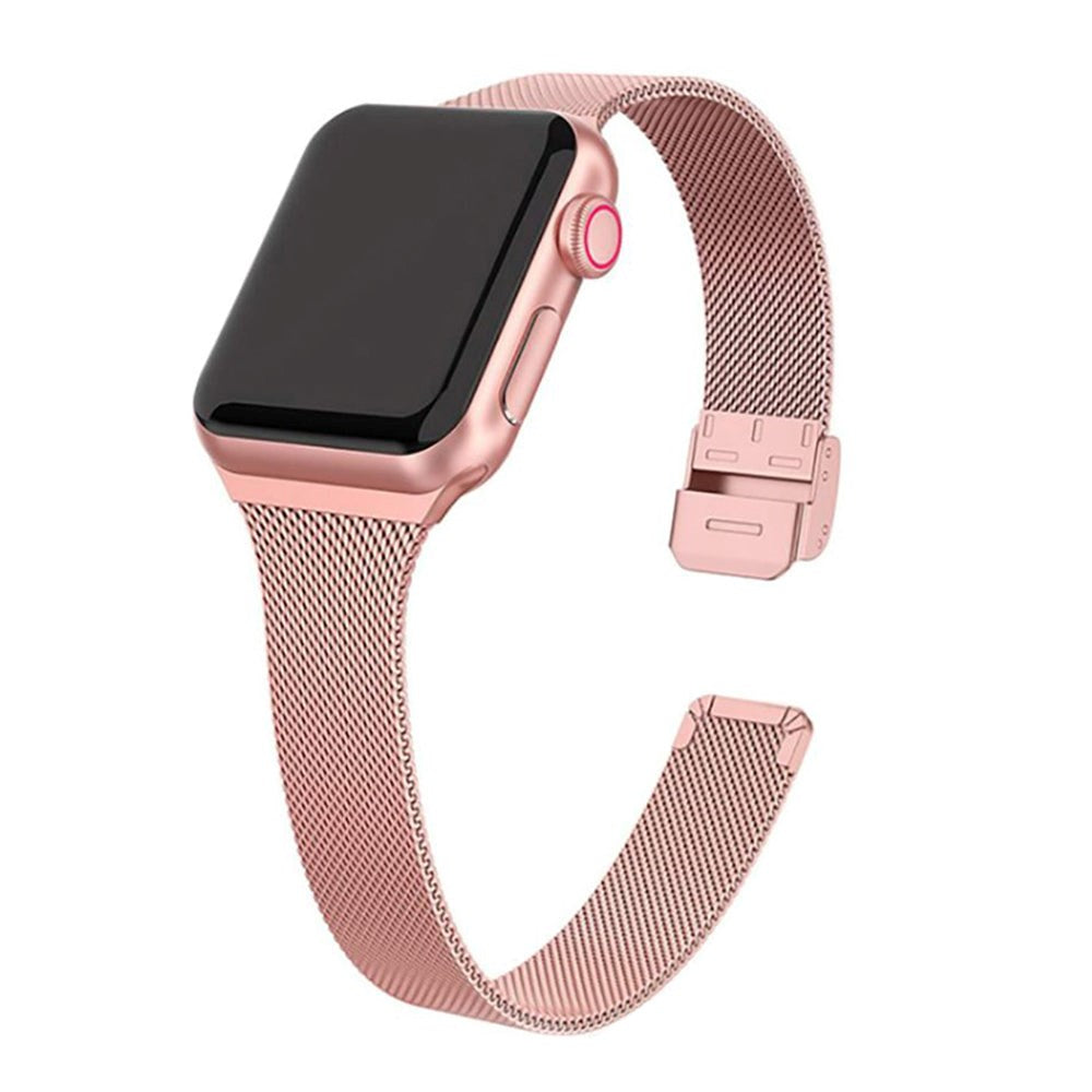 Apple Watch (38/40/SE/41/42mm) Tech-Protect Thin Milanese Stål Stropp - Rose Gold