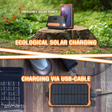 4smarts Prepper Powerbank 12.000mAh m. Solcelle - 2 x USB-A - Svart / Oransje