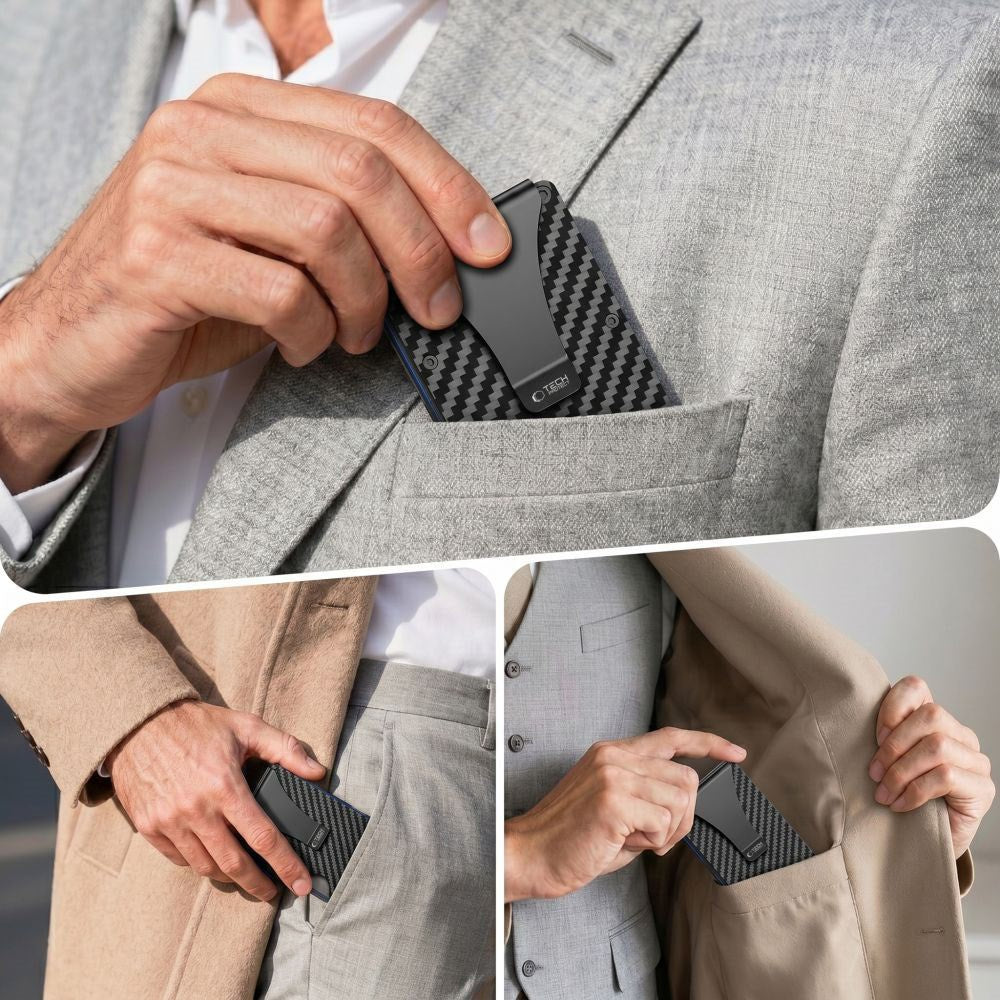 Tech-Protect Thorn RFID Kortholder - Carbon Svart
