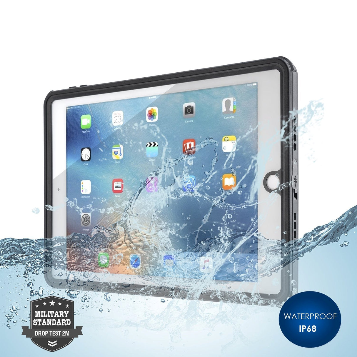 iPad 9.7 (2018 / 2017) 4smarts Rugged Waterproof Case Stark (Vanntett Deksel) - Black