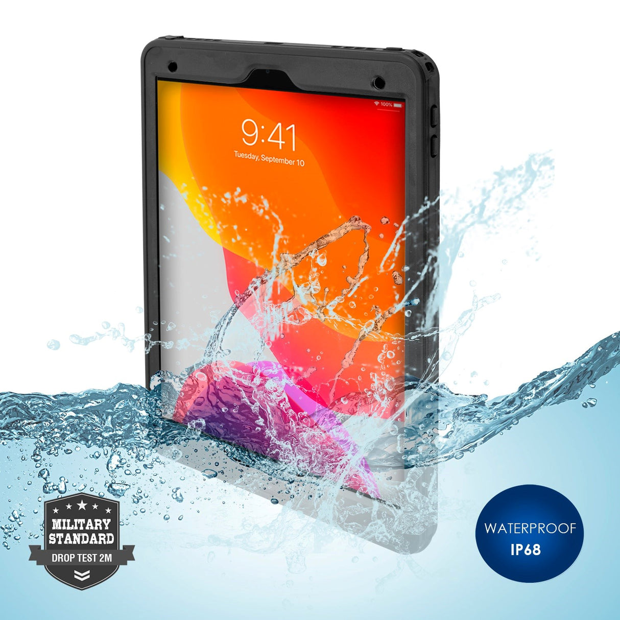 iPad 10.2" (2021 / 2020 / 2019) 4smarts Rugged Waterproof Case Stark (Vanntett Deksel) - Svart