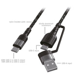 4Smarts ComboCord USB-C eller USB-A til USB-C Kabel - 60W PD - 1,5m. - Svart