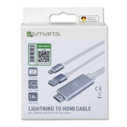 4smarts Lightning til 4K HDMI Kabel 1.8 m - Hvit