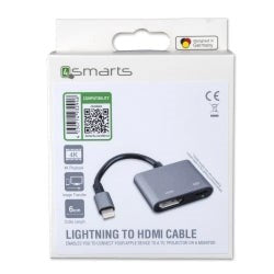 4smarts Lightning til 4K HDMI Kabel - Grå  (ikke med HDCP tillatelse)