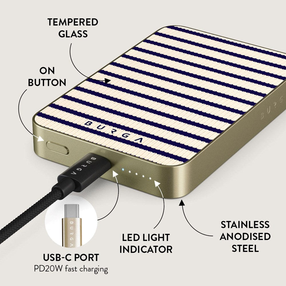 Burga 20W MagSafe Powerbank med Trådløs Lading og USB-C Port - Old Money