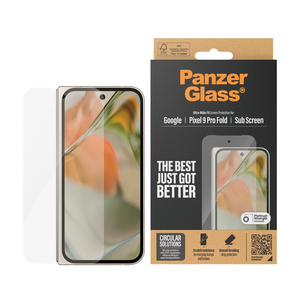 PanzerGlass Google Pixel 9 Pro Fold Ultra-Wide Fit Skjermbeskyttelsesglass - Gjennomsiktig