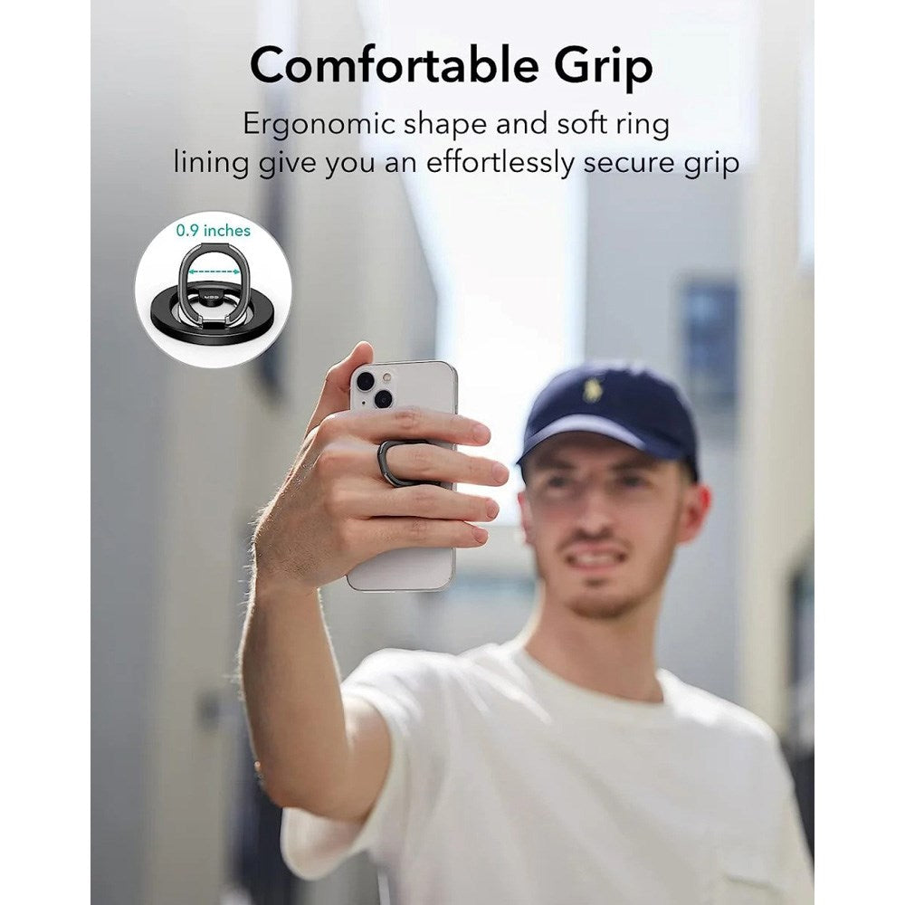 ESR Halolock MagSafe-Kompatibel Magnetisk Fingerring m. Stativ - Svart