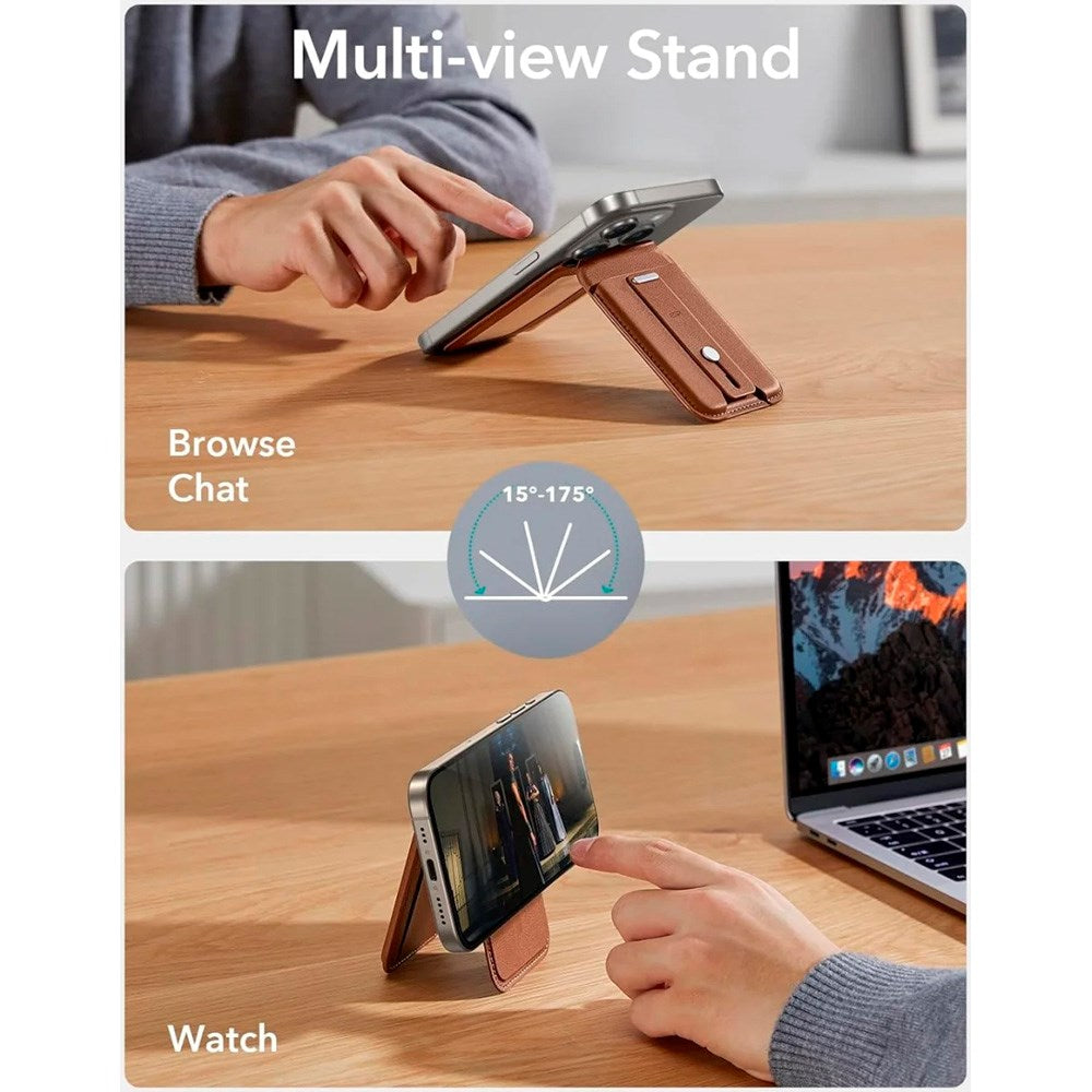 ESR GripWallet Kortholder m. Ståfunksjon - MagSafe Kompatibel - Brun