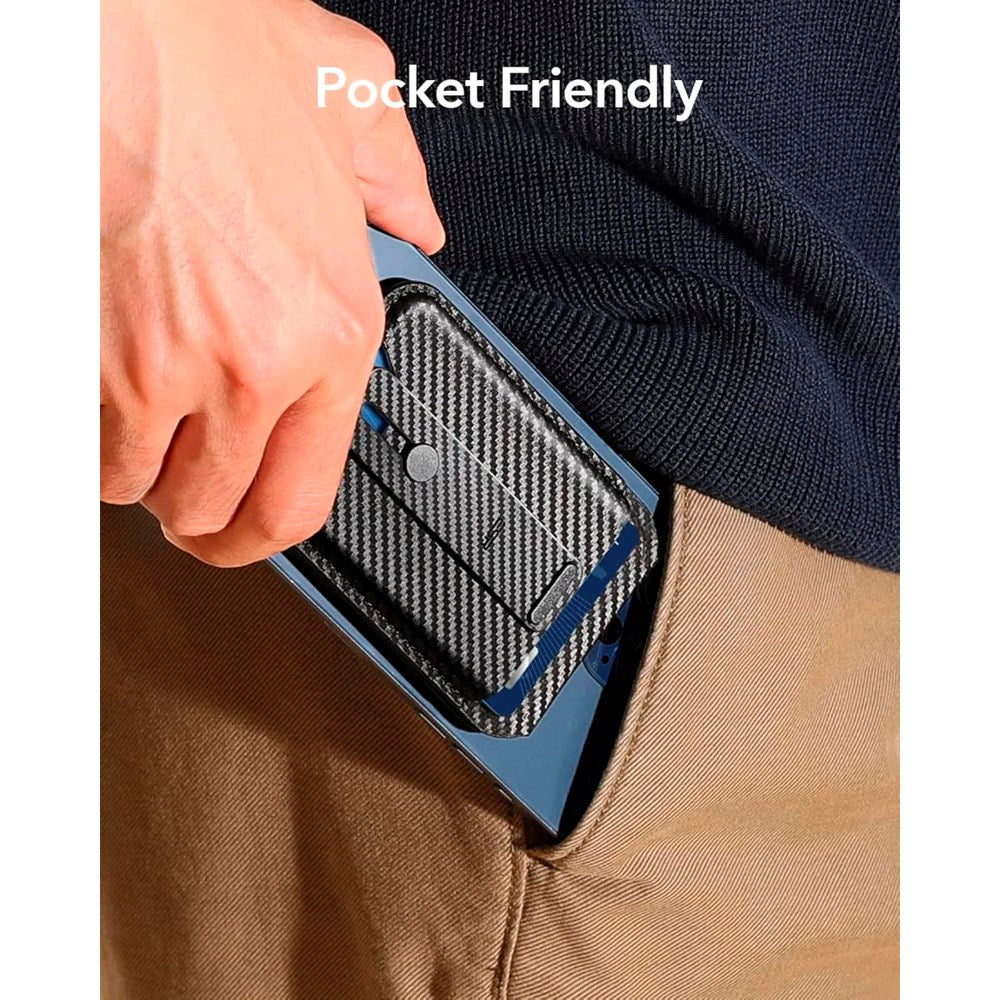 ESR GripWallet Kortholder m. Ståfunksjon - MagSafe Kompatibel - Svart Karbon