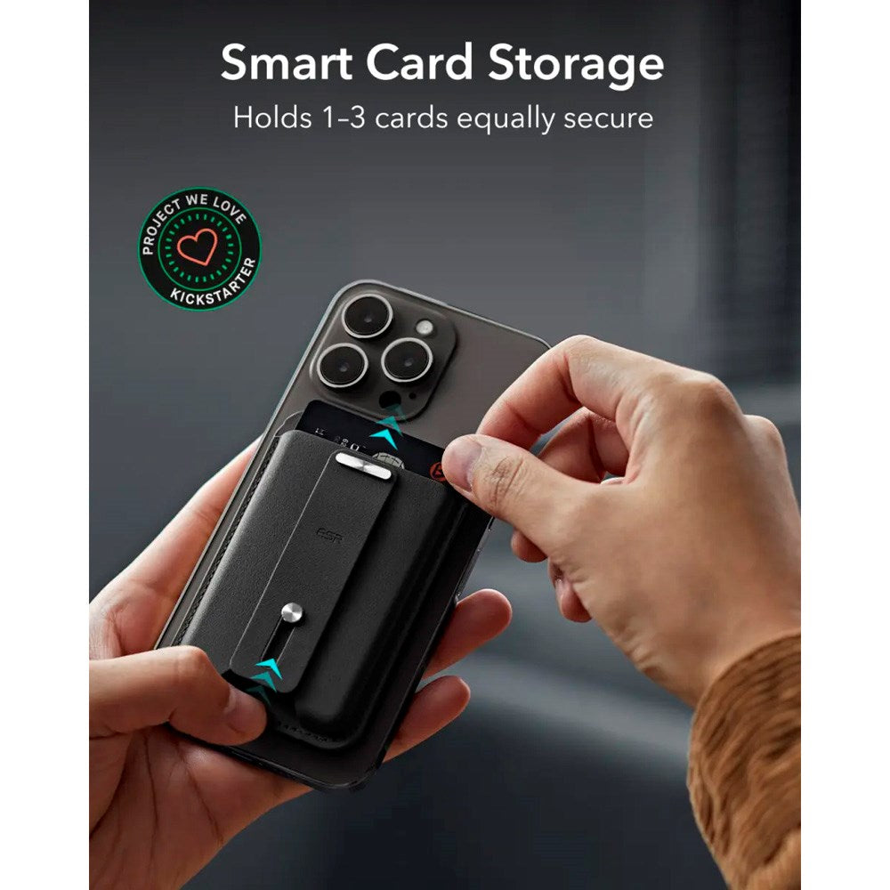 ESR GeoWallet Kortholder m. Ståfunksjon - MagSafe Kompatibel - Svart