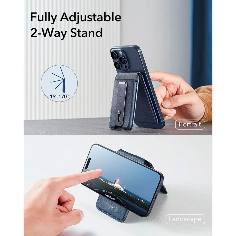 ESR GeoWallet Kortholder m. Ståfunksjon - MagSafe Kompatibel - Blå