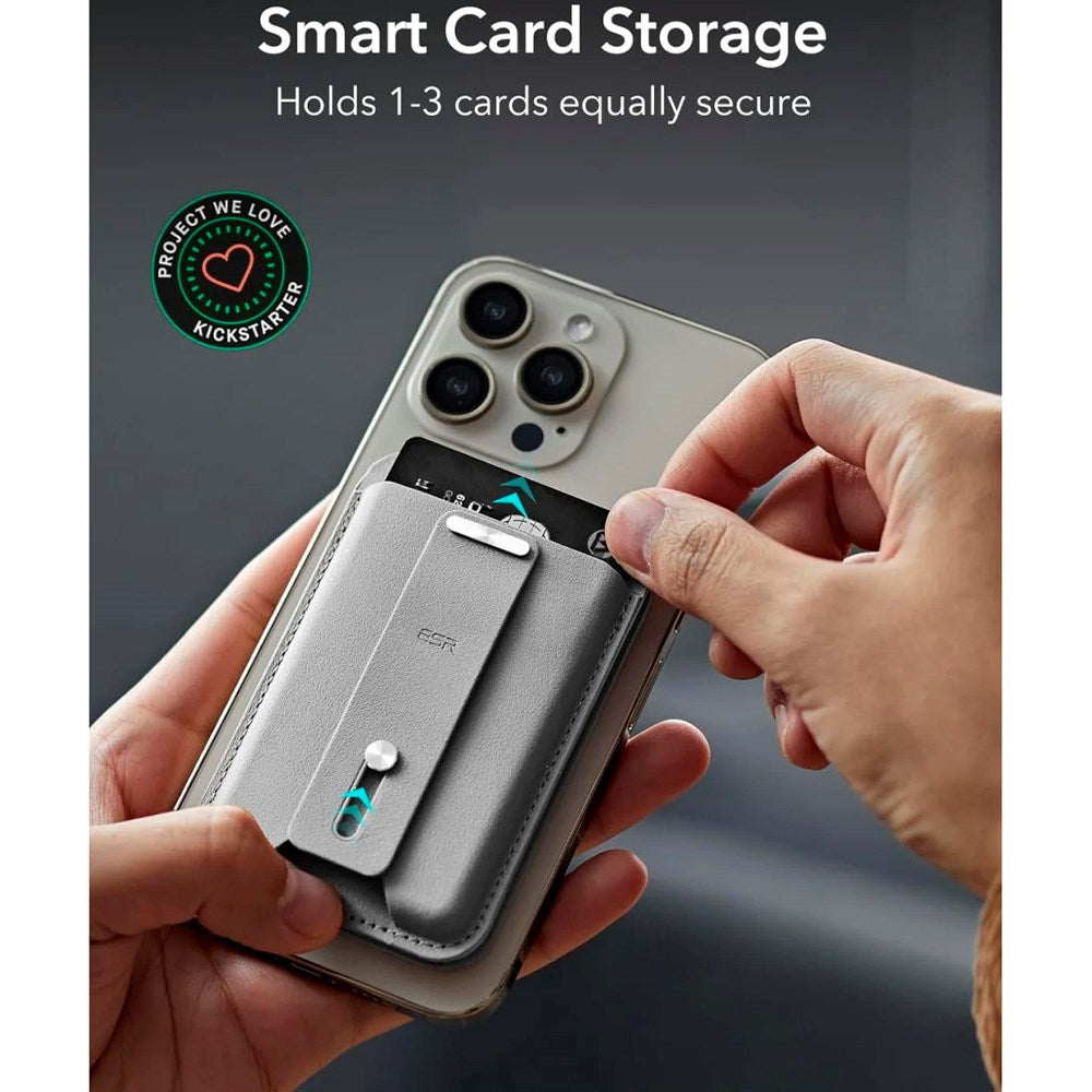 ESR GeoWallet Kortholder m. Ståfunksjon - MagSafe Kompatibel - Grå