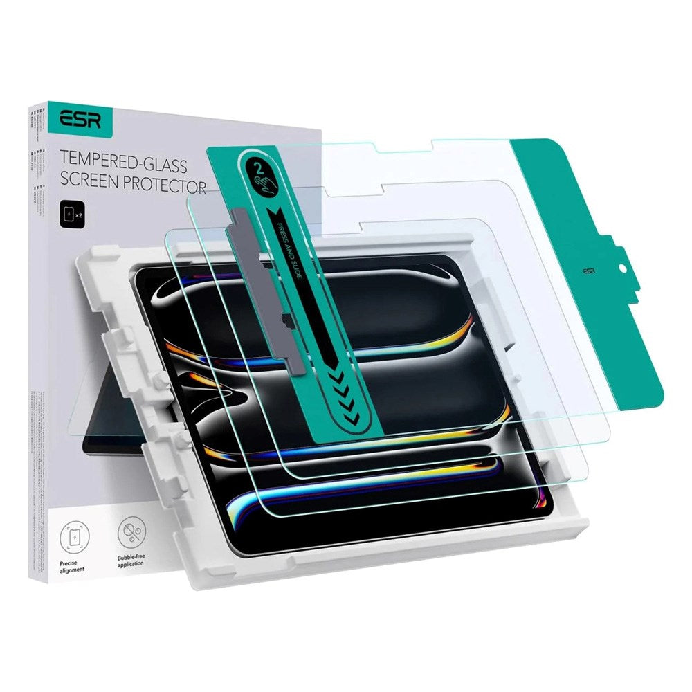 ESR iPad Pro 13" (2024) Herdet Glass Skjermbeskytter med Monteringsramme - 2 Stk. - Gjennomsiktig