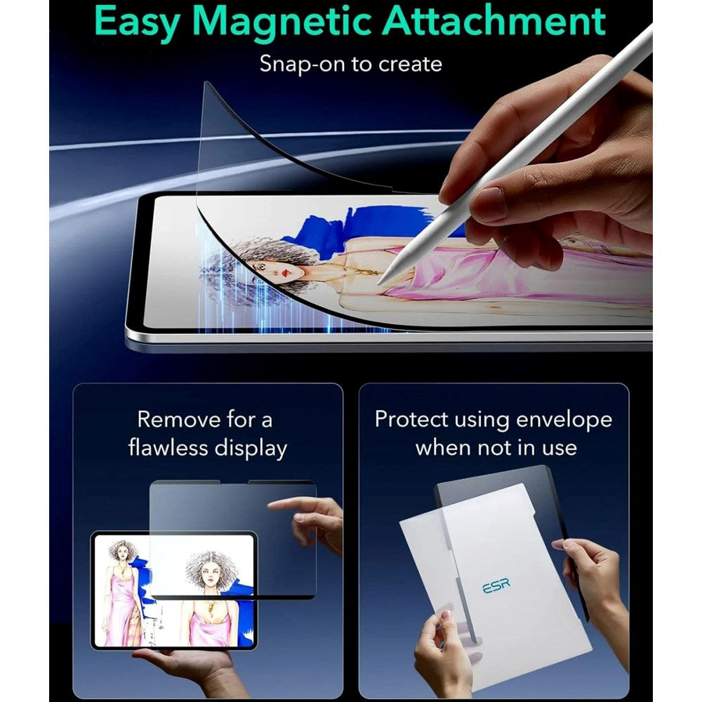 ESR iPad Pro 13" (2024) Magnetisk Paper Feel Skjermbeskytter - Matt / Gjennomsiktig