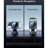 ESR Telefonholder til Bil med Trådløs Lading - Dashboard og Frontrute - MagSafe Kompatibel - Svart