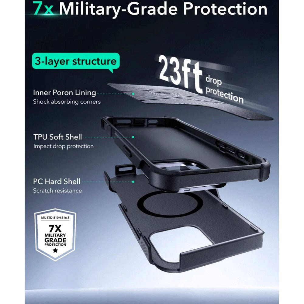 ESR iPhone 16 Pro Cyber Armor Deksel med Kickstand - MagSafe Kompatibel - Svart