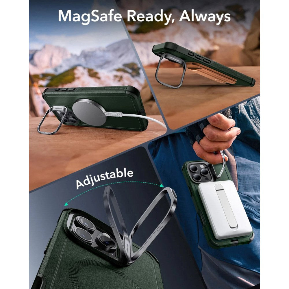 ESR iPhone 16 Pro Cyber Armor Deksel med Kickstand - MagSafe Kompatibel - Grønn