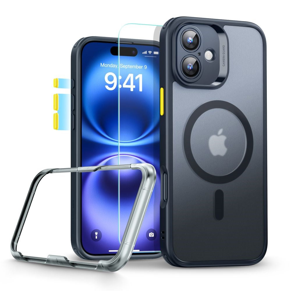 iPhone 16 ESR Classic Pro Set HaloLock m. Bak Deksel & Skjermbeskyttelsesglass – MagSafe Kompatibel – Matt Svart