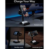 ESR 3-i-1 Qi2 Trådløs Lader med Avtakbar Apple Watch Lader - MagSafe Kompatibel - Svart