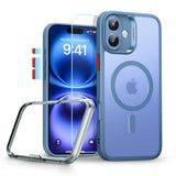 iPhone 16 ESR Classic Pro Set HaloLock m. Bak Deksel & Skjermbeskyttelsesglass – MagSafe Kompatibel – Matt Blå