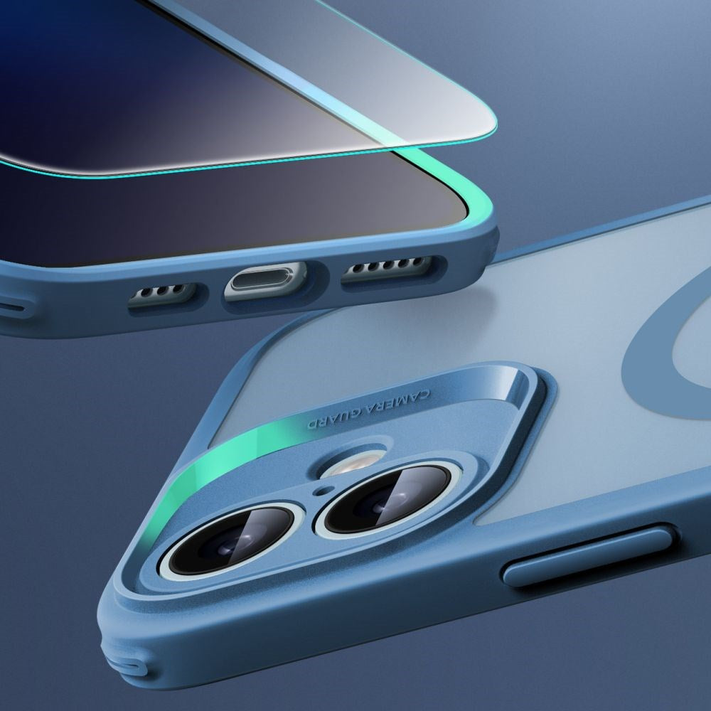 iPhone 16 ESR Classic Pro Set HaloLock m. Bak Deksel & Skjermbeskyttelsesglass – MagSafe Kompatibel – Matt Blå