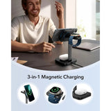 ESR 3-i-1 Qi2 Trådløs Lader med CryoBoost & Avtakbar Apple Watch Lader - MagSafe Kompatibel - Svart