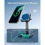 ESR 3-i-1 Qi2 Trådløs Lader med CryoBoost & Avtakbar Apple Watch Lader - MagSafe Kompatibel - Svart