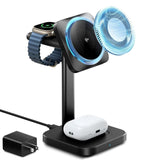 ESR 3-i-1 Qi2 Trådløs Lader med CryoBoost & Avtakbar Apple Watch Lader - MagSafe Kompatibel - Svart