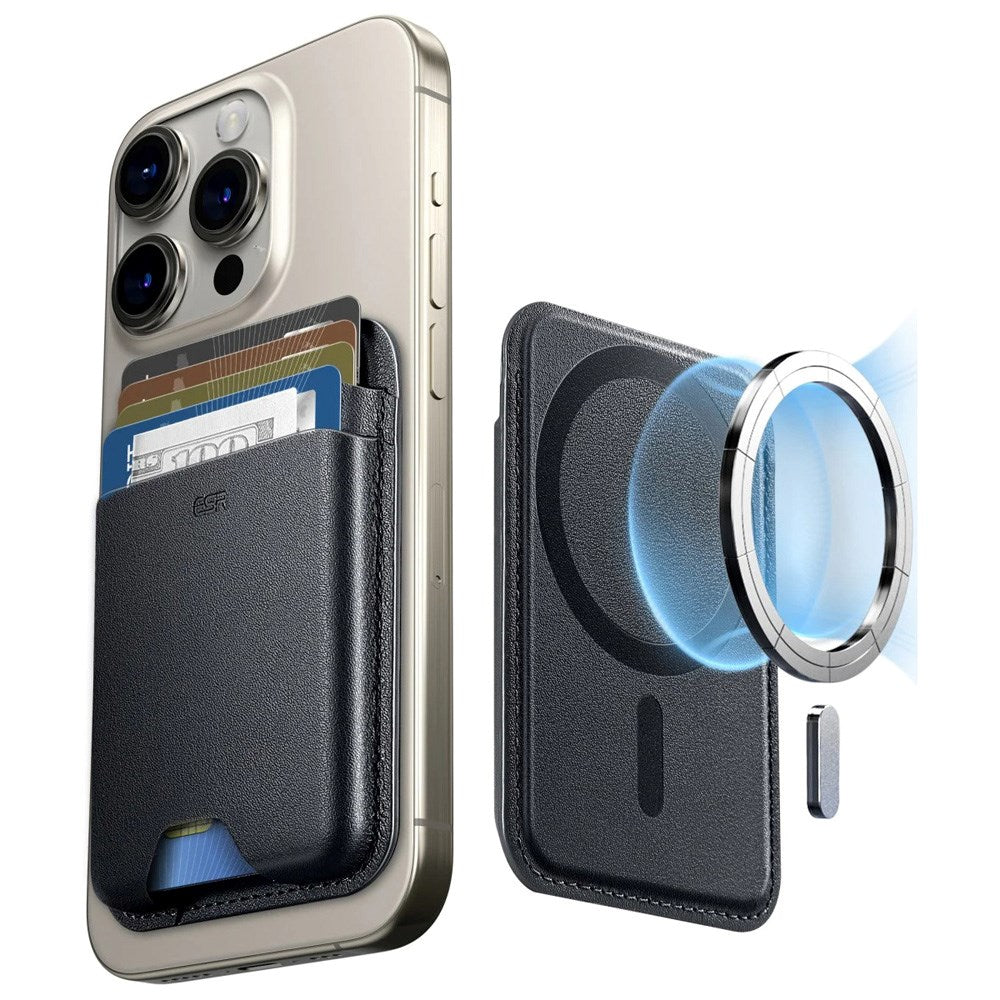 ESR HaloLock Kortholder i Kunstskinn med MagSafe - Svart