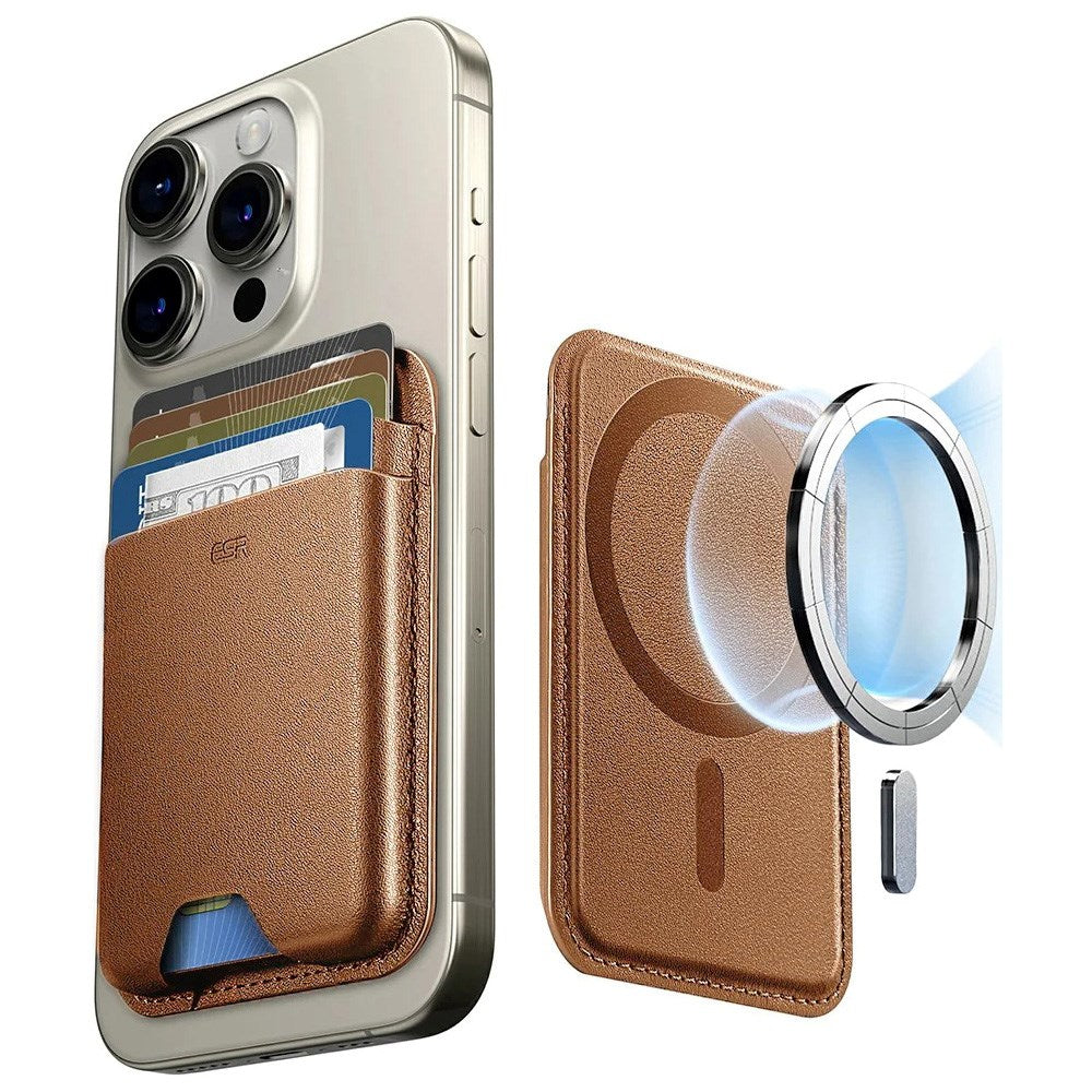 ESR HaloLock Kortholder i Kunstskinn med MagSafe - Brun