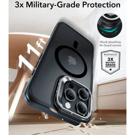 ESR iPhone 16 Pro Max Classic Hybrid Deksel m. Kickstand - MagSafe Kompatibel - Matt Svart