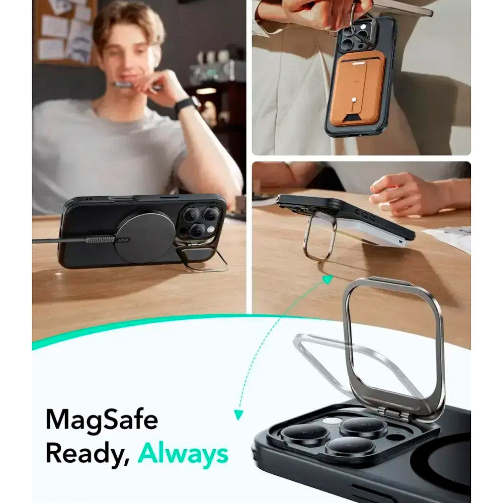 ESR iPhone 16 Pro Max Classic Hybrid Deksel m. Kickstand - MagSafe Kompatibel - Matt Svart