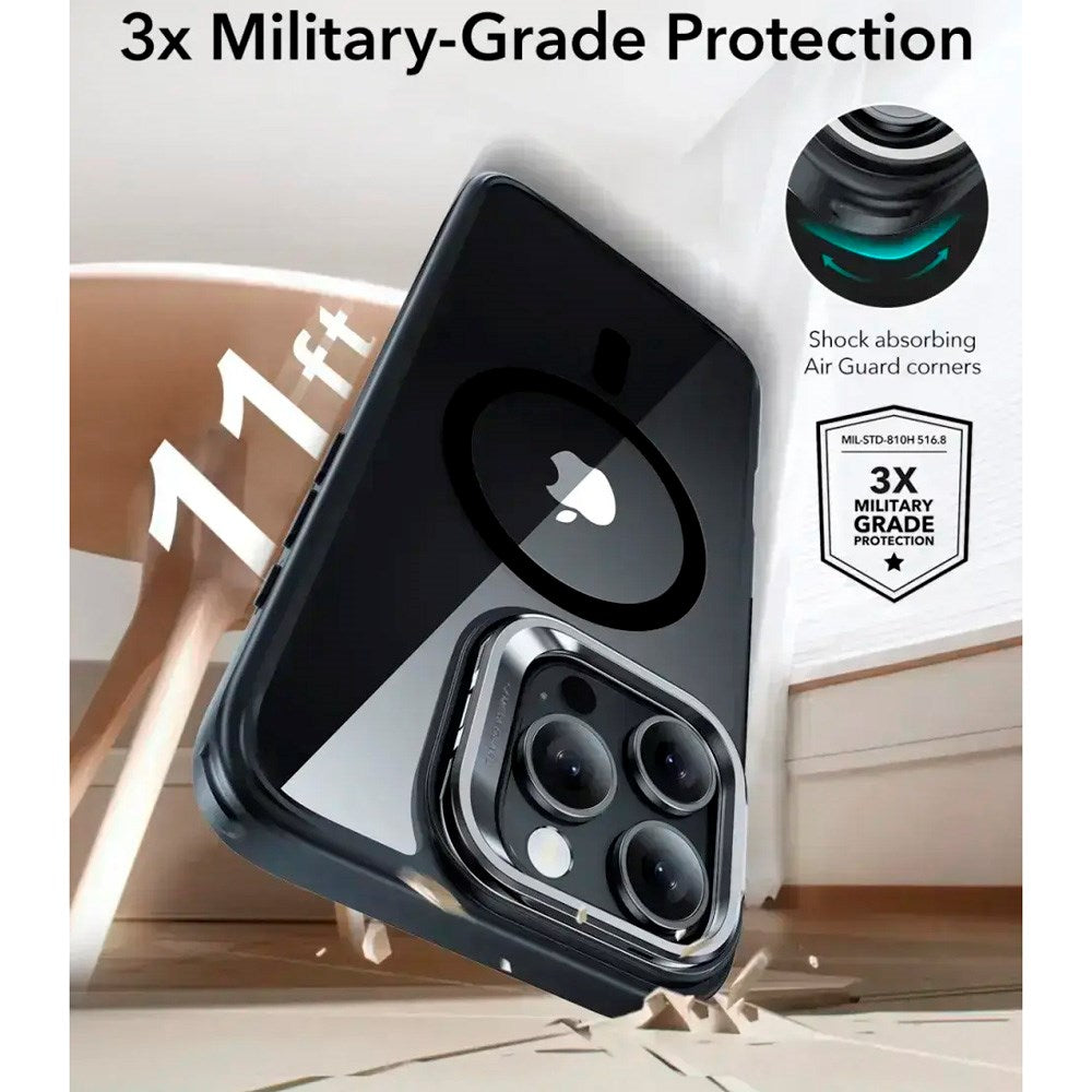ESR iPhone 16 Pro Max Classic Hybrid Deksel m. Kickstand - MagSafe Kompatibel - Gjennomsiktig / Svart