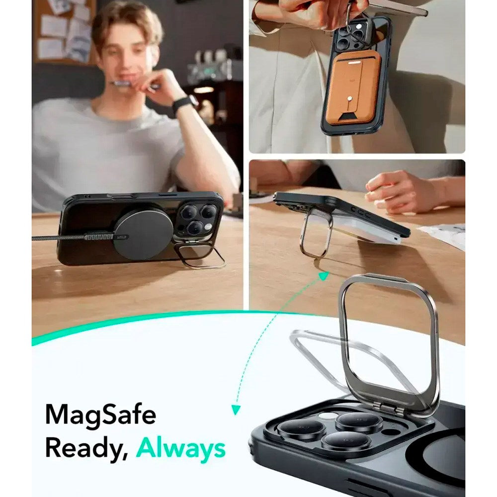 ESR iPhone 16 Pro Max Classic Hybrid Deksel m. Kickstand - MagSafe Kompatibel - Gjennomsiktig / Svart